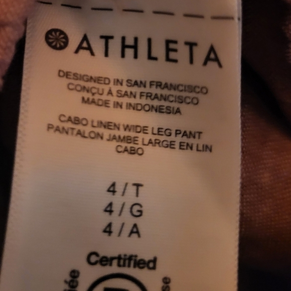 Athleta Cabo Linen Wide Leg Pant Light Red Size 4 Tall - Picture 4 of 8